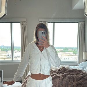 Brandy Melville White Zip-Up Hoodie